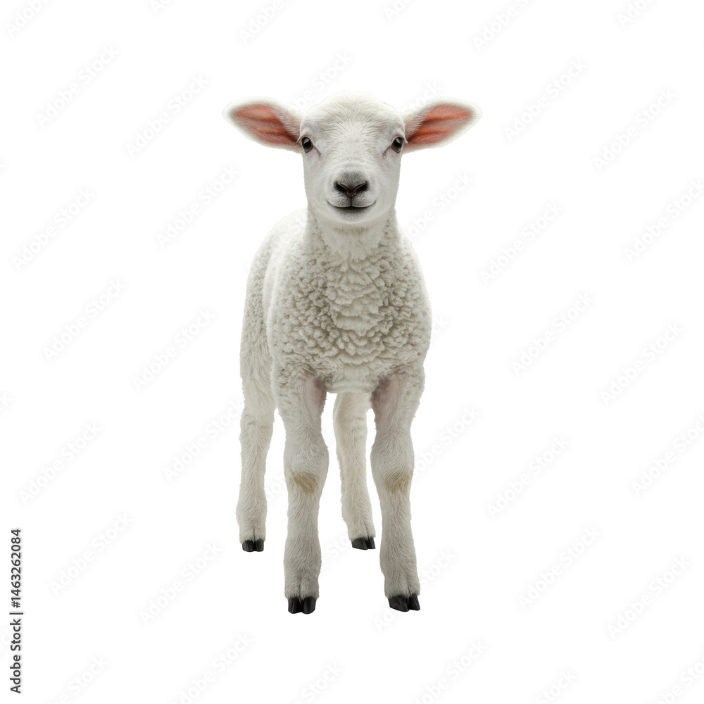 Fototapeta premium A lamb standing front view isolated background