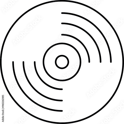 Flat Style Illustration of a Vintage Vinyl LP Disc