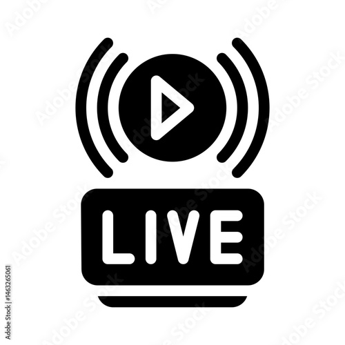 live streaming glyph icon