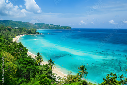 Blue Lagoon on a beautiful wild beach with palm trees
