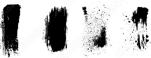 Grunge Ink Texture Vector Set, Dripping Paint, Splatter Dispersion & Brush Stroke Effects for Abstract Art