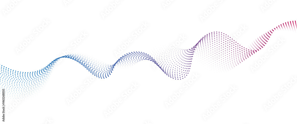 Fototapeta premium Flowing Dot Wave halftone gradient pattern on transparent background 