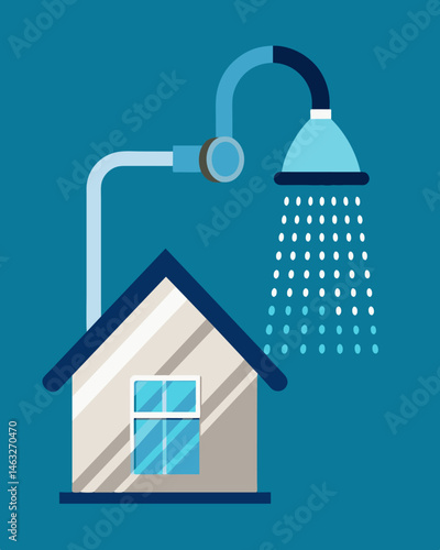 Lowflow s and showerheads were installed throughout the house conserving water without compromising function.. Vector illustration