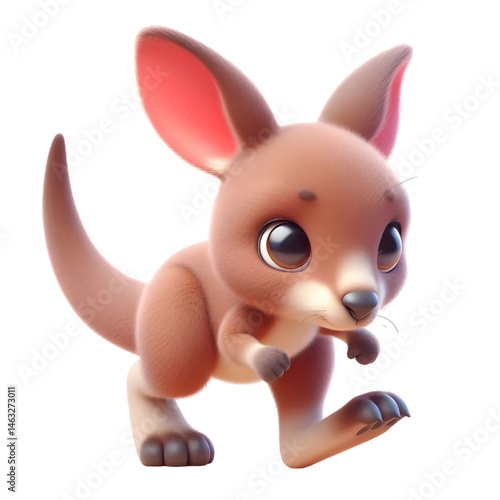 Cute 3d kangaroo isolated on white background