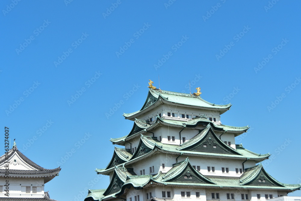 Fototapeta premium 快晴の空に映える名古屋城天守閣