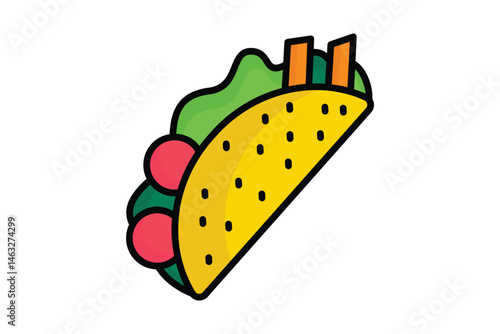 Taco icon. colored outline icon style. icon related to casual and customizable food. catering elements vector illustration