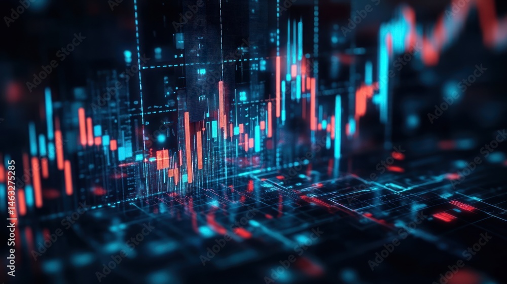 Abstract digital stock market data visualization with graphs Abstract digital stock market data visualization with graphs