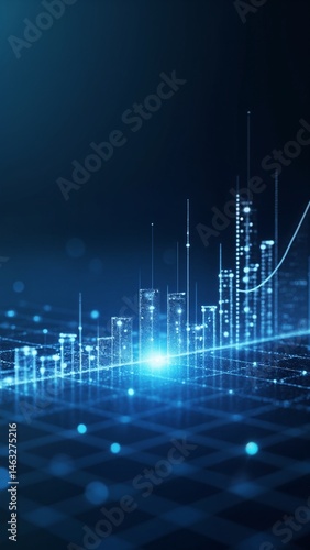 a futuristic cityscape with blue lights on a dark background