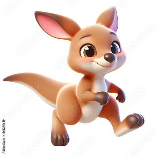 Cute 3d kangaroo isolated on white background