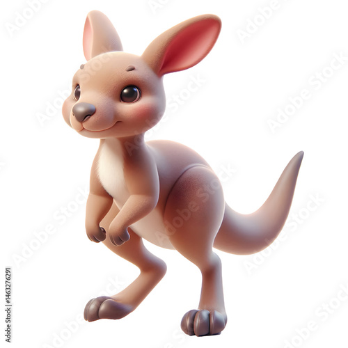 Cute 3d kangaroo isolated on white background