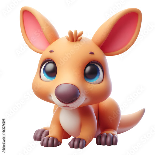 Cute 3d kangaroo isolated on white background