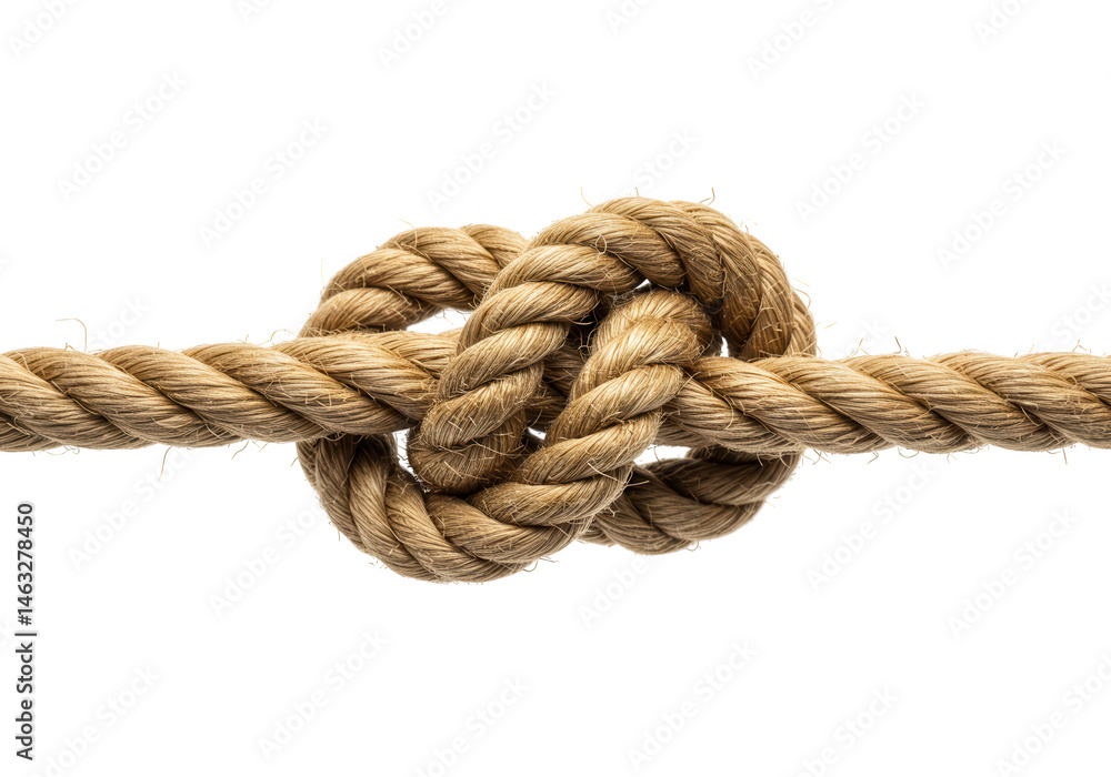 Close up view of a knotted rope isolated on transparent background Close up view of a knotted rope isolated on transparent background