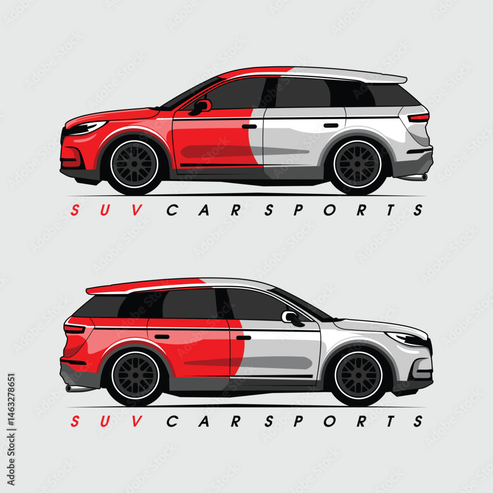 Fototapeta premium red sports car car vector illustration of a car suv car logo design