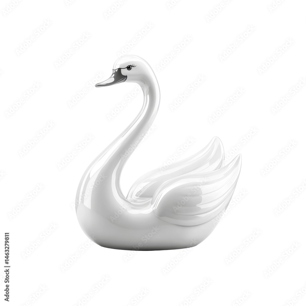 Fototapeta premium Elegant White Porcelain Swan Figurine - Home Decor Accent
