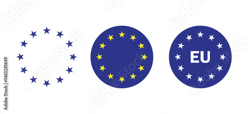 European union stars icon. EU stars circle symbol. round stars for eu flag. 12 stars european union flag png and vector illustration on transparent background
