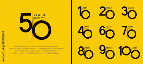 set of anniversary logo style. vector design black color for celebration