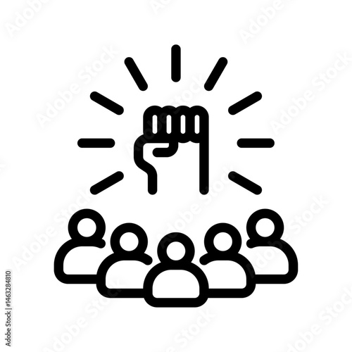 people power outline icon. figure revolution line art illustration.