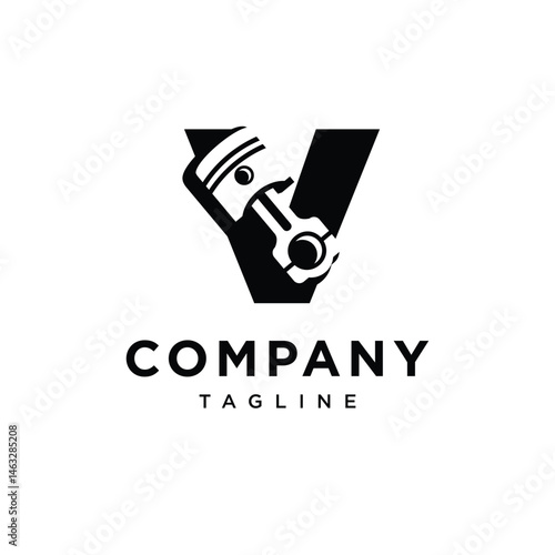 Letter V Piston icon logo vector
