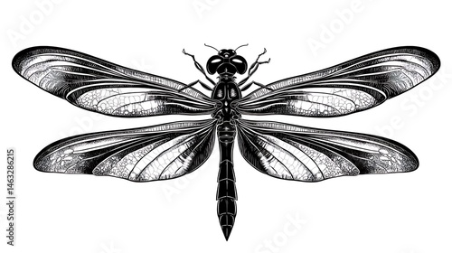 Detailed illustration of a dragonfly