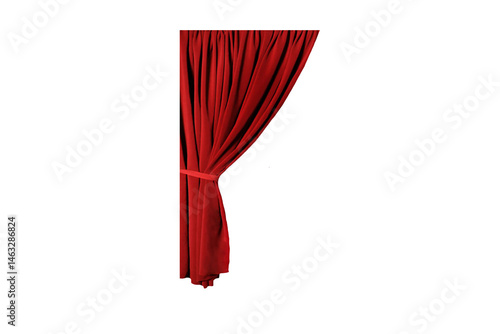 red curtain with a white background
