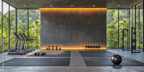 Luxury Jungle Gym: Modern Fitness Center with Tropical Views