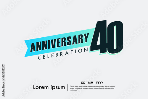 40th years anniversary celebration emblem. anniversary logo isolated with gradient blue ribbon on white background. vector illustration template design for web, flyers, poster, greeting card
