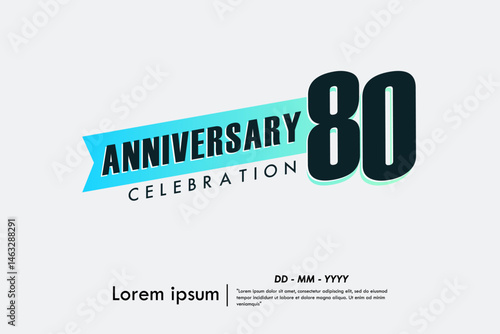 80th years anniversary celebration emblem. anniversary logo isolated with gradient blue ribbon on white background. vector illustration template design for web, flyers, poster, greeting card
