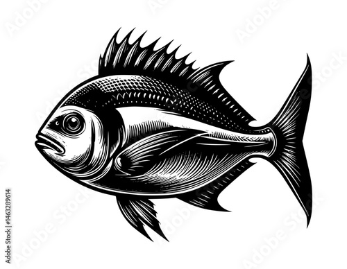Dorado Fish Silhouette Black Vector Art