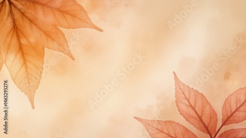 Autumnal Watercolor Leaf Design - Delicate Texture