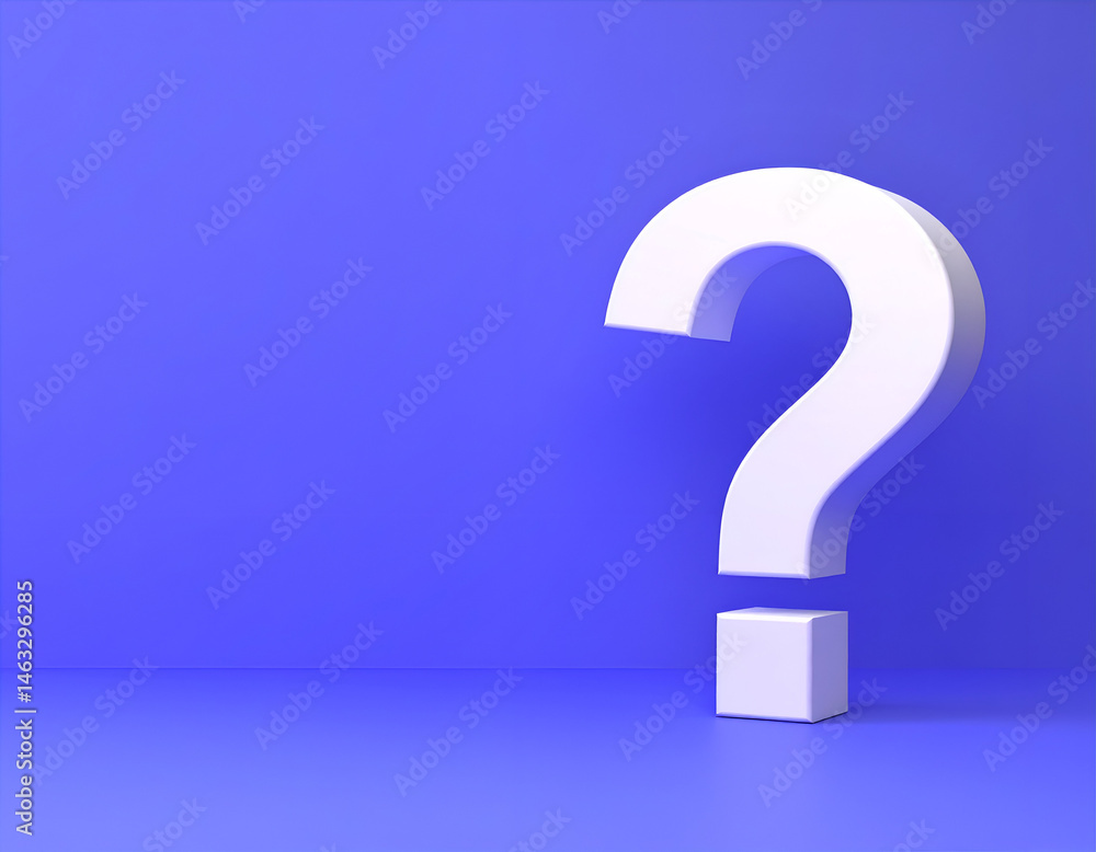3D White Question Mark on Blue Background, Inquiry, Dilemma, Uncertainty 3D White Question Mark on Blue Background, Inquiry, Dilemma, Uncertainty