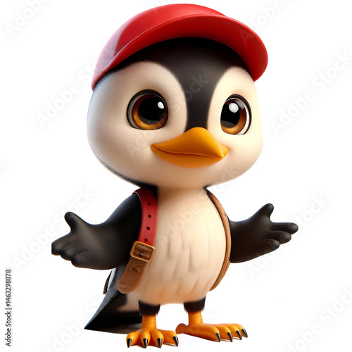 Cute 3d Woodpecker isolated on white background