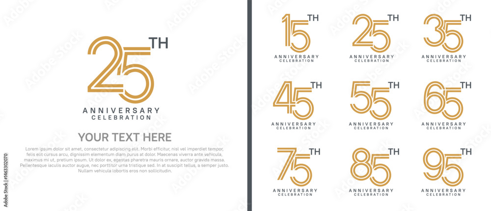 Naklejka premium logo anniversary set. brown and black color on white background for special event
