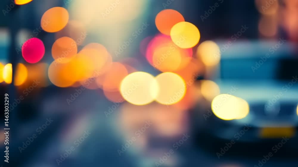 City lights blur at night