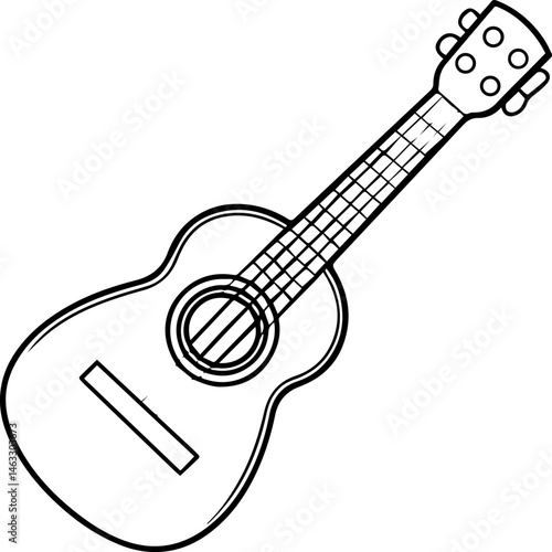 acoustic guitar outline vector illustration, line art