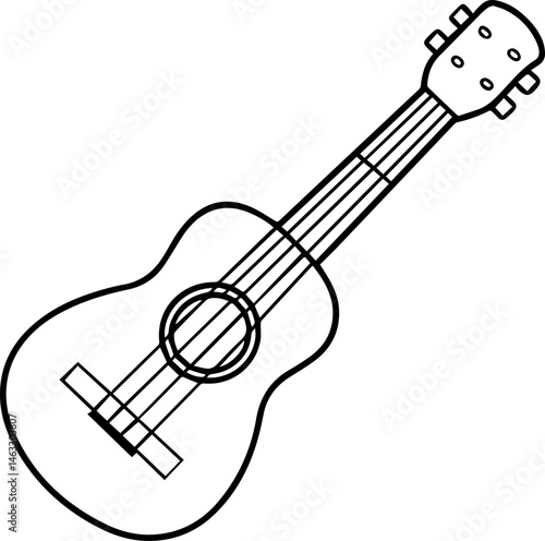 acoustic guitar outline vector illustration, line art