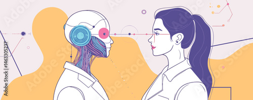 Human and robot head to head: connection between ai and humanity.