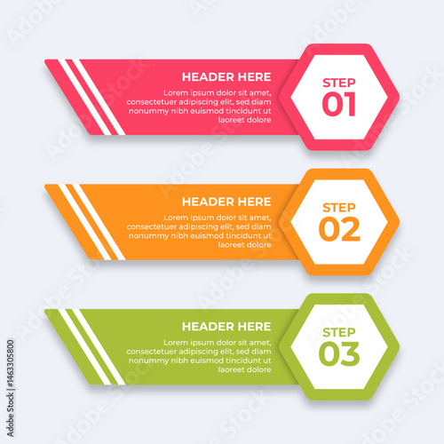 Threestep process with placeholders for text.