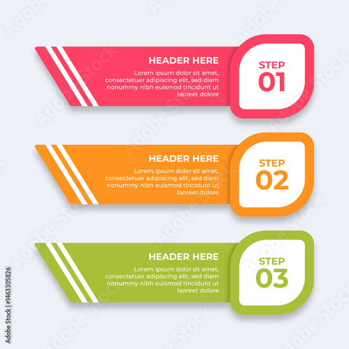 Threestep process with placeholders for text.