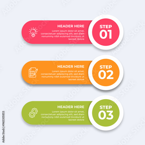 Threestep process with placeholders for text.