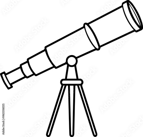 telescope outline vector illustration, line art