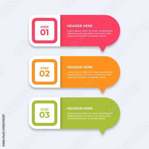 Threestep process with placeholders for text.