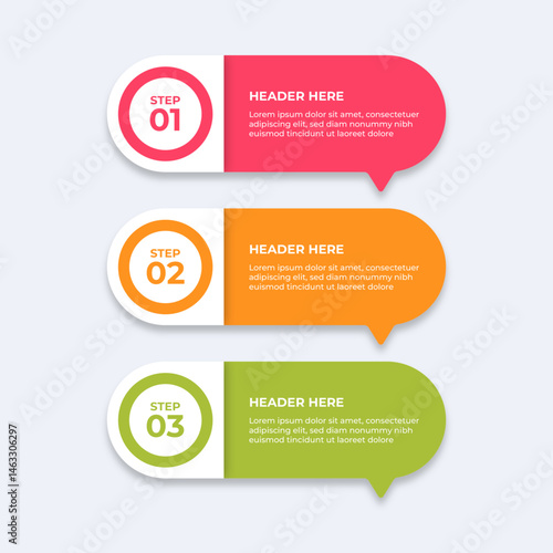 Threestep process with placeholders for text.
