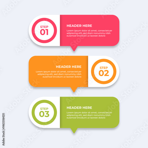 Threestep process with placeholders for text.