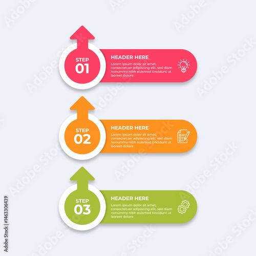 Threestep process with placeholders for text.