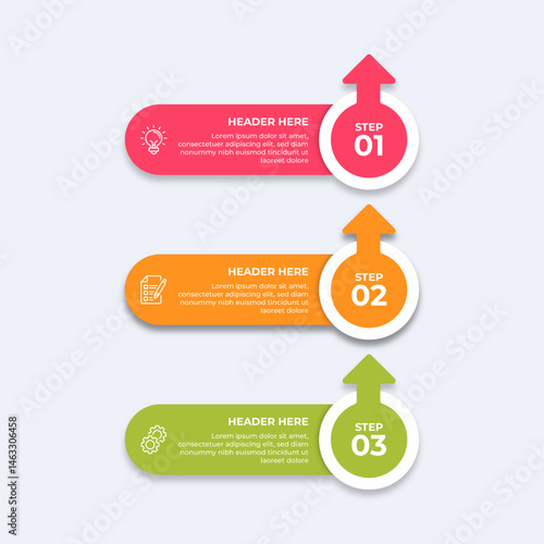 Threestep process with placeholders for text.