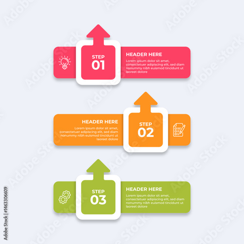 Threestep process with placeholders for text.