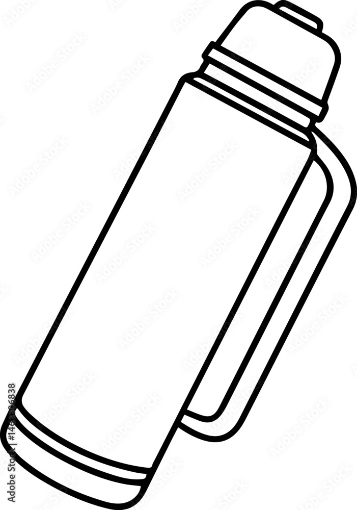 tea flask outline vector illustration, line art
