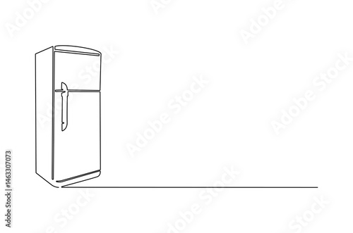 Continuous one line drawing of Refrigerator. Single line drawing illustration of Freezer Fridge. Freezer concept vector art. Doodle line illustration.
