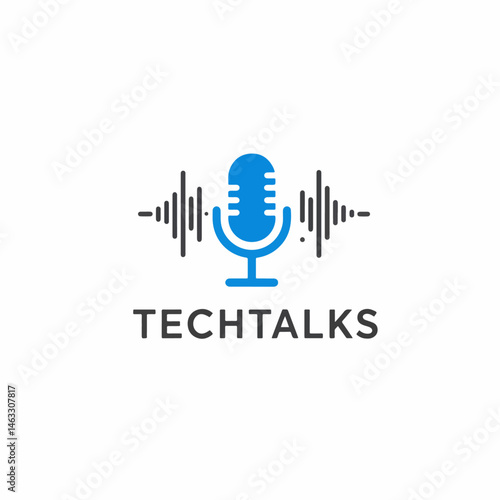 TechTalks: Podcast and Broadcasting Microphone Soundwave Logo

