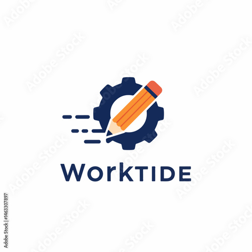 WorkTide: Pencil & Gear Logo for Productivity & Creative Workflow.

